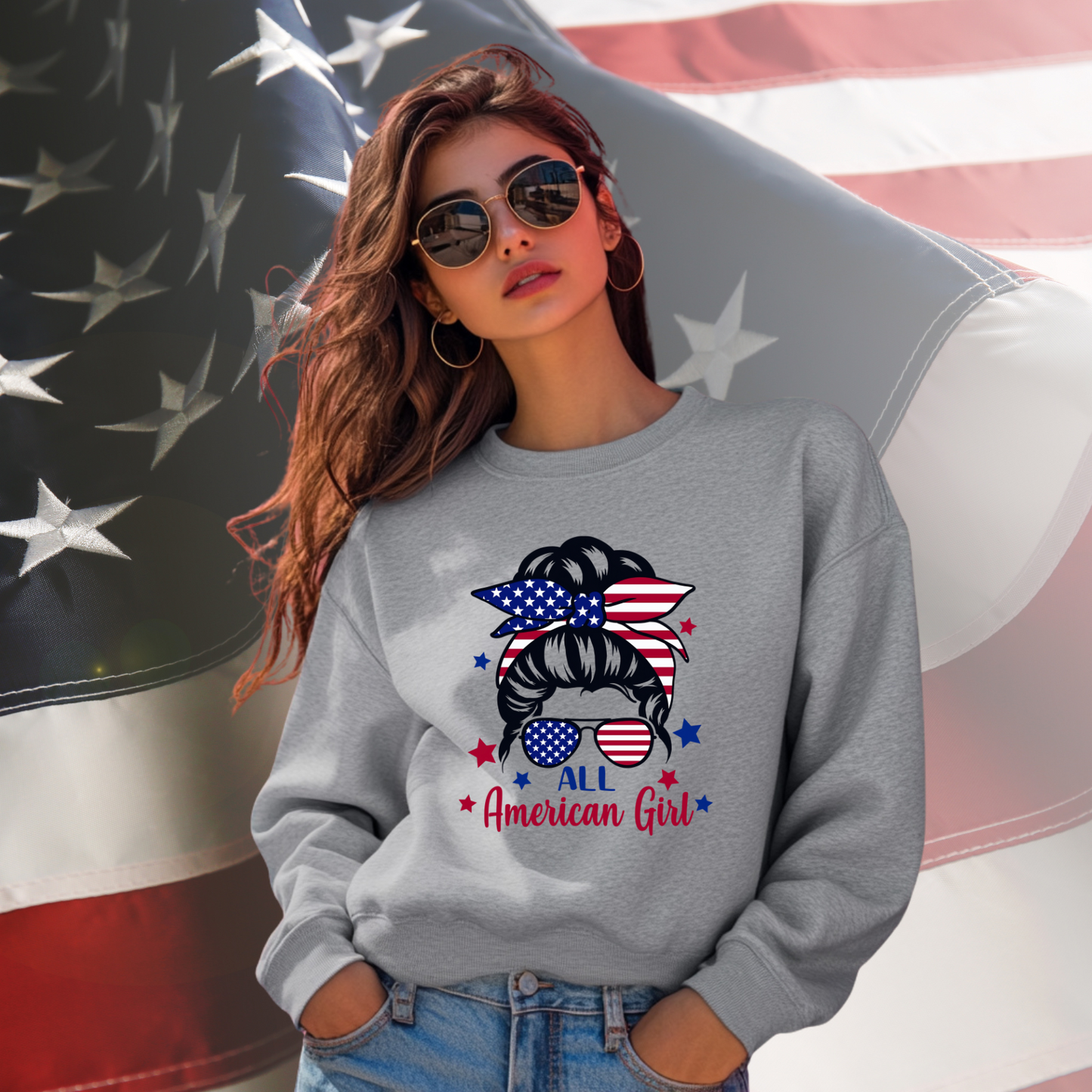 All American Girl Crewneck Sweatshirt