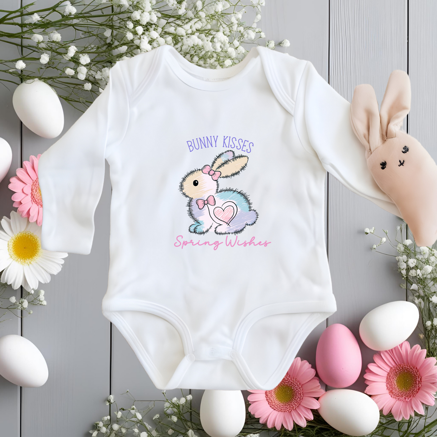Bunny Kisses, Spring Wishes Infant Long Sleeve Onesie