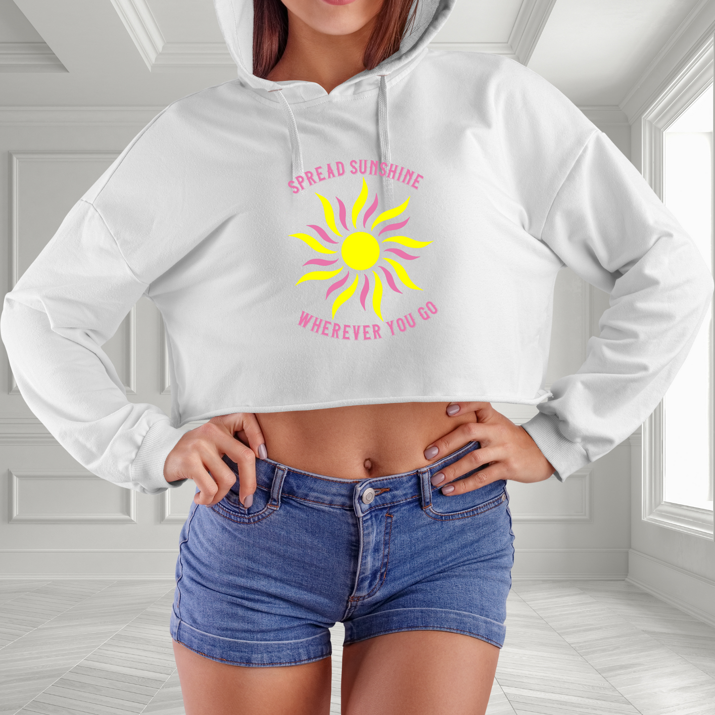 Spread Sunshine Wherever You Go Crop Hoodie