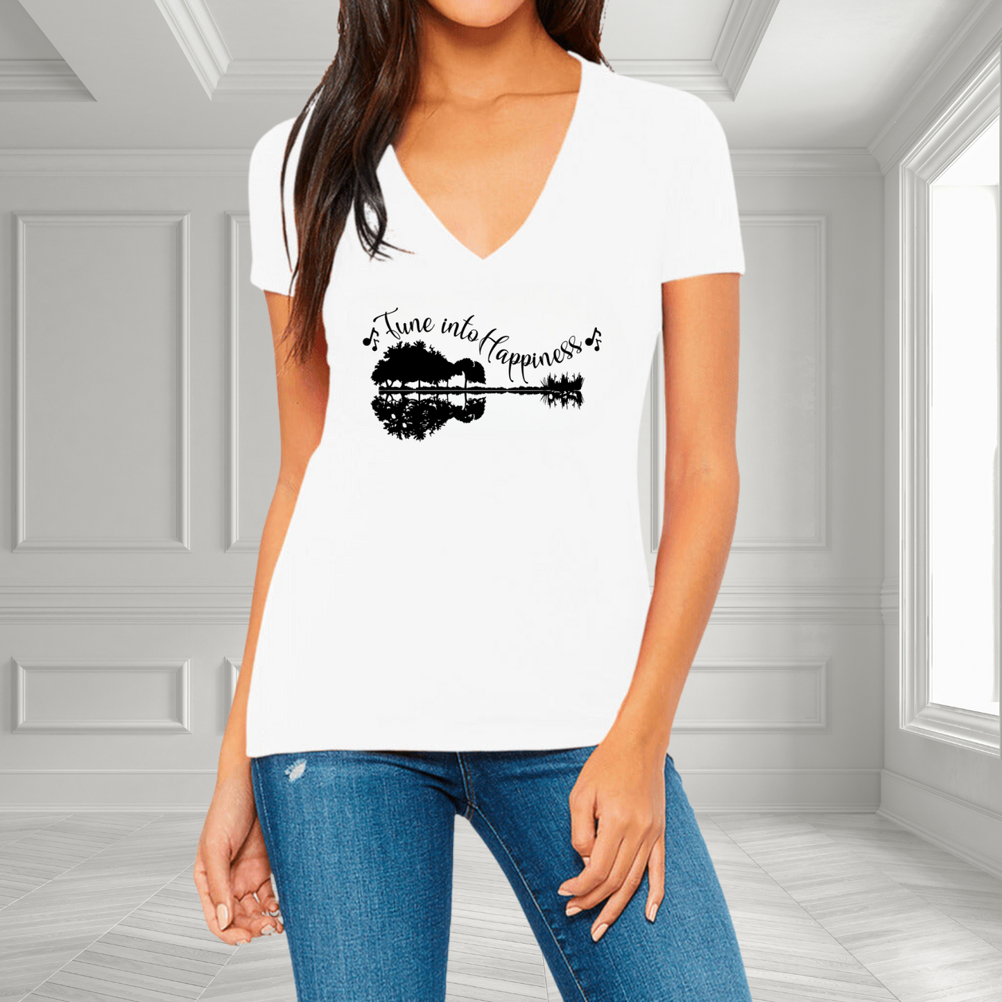 Tune into Happiness V-Neck T-Shirt