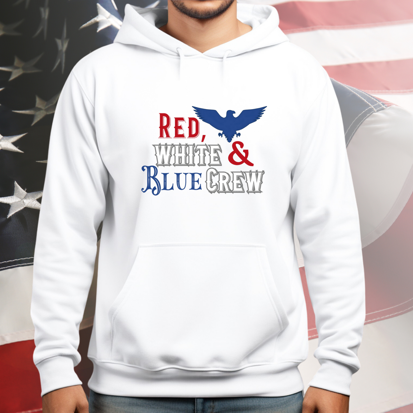 Red, White & Blue Crew Pullover Hoodie