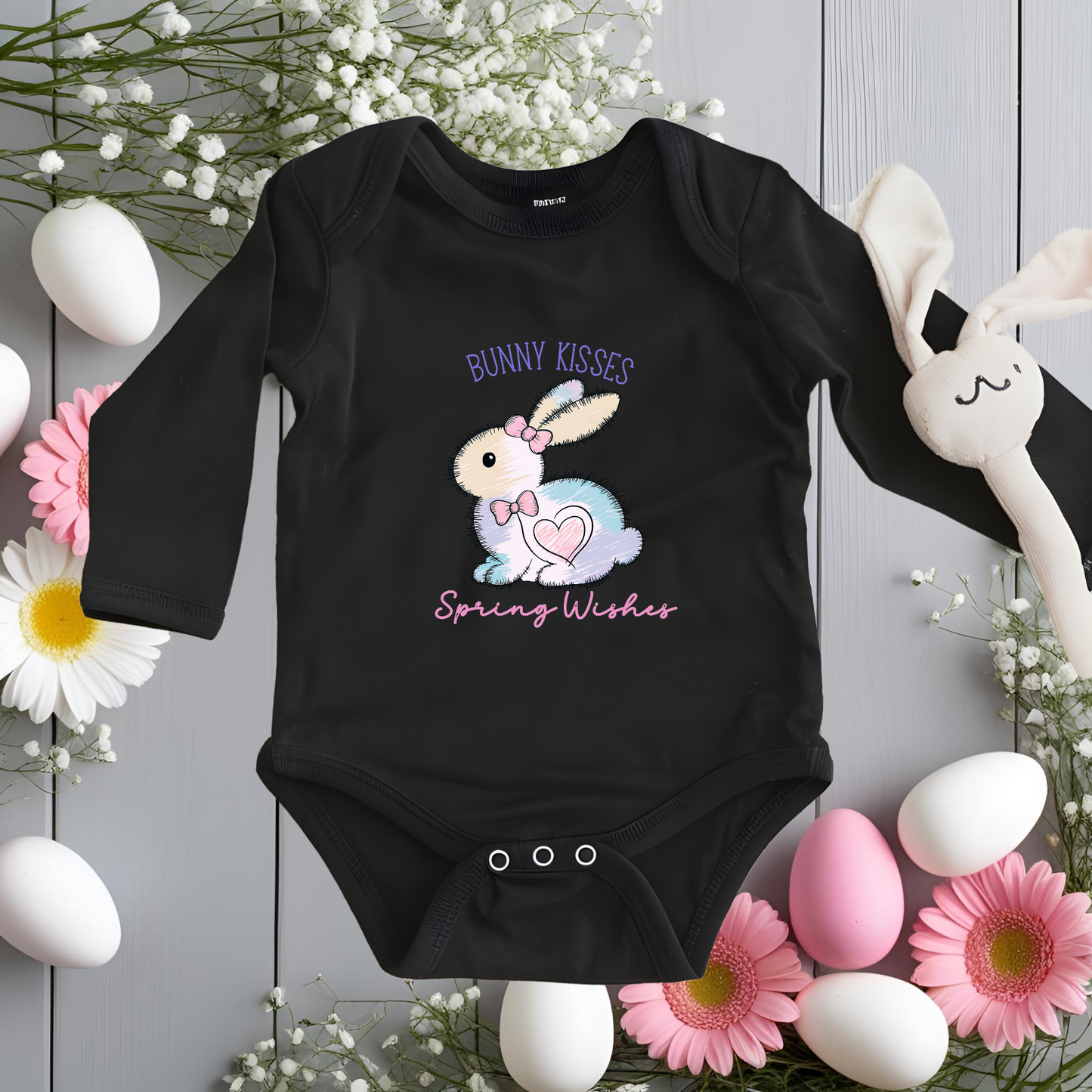 Bunny Kisses, Spring Wishes Infant Long Sleeve Onesie
