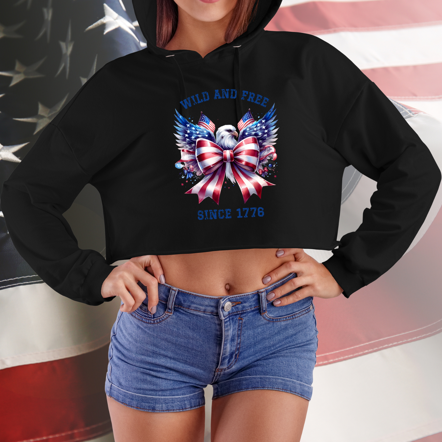 Wild And Free Since 1776 Crop Hoodie
