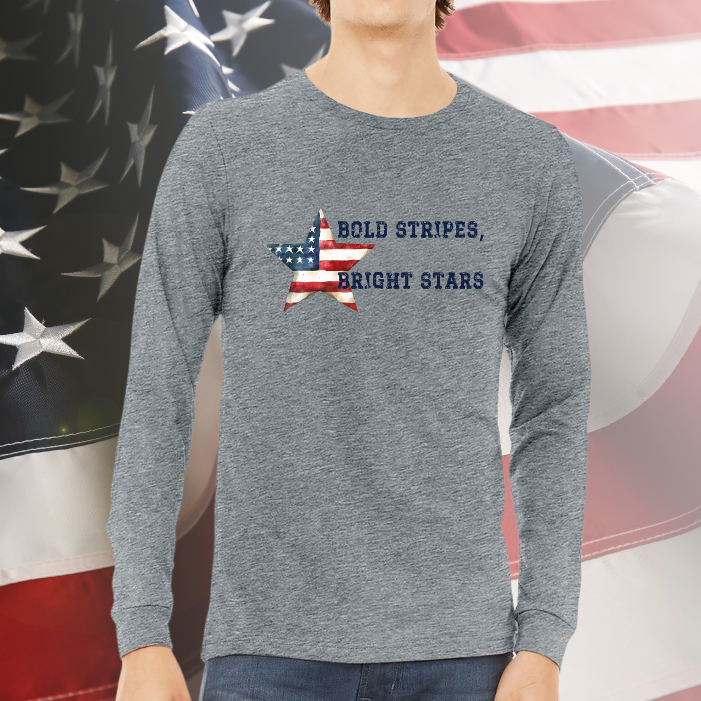 Bold Stripes Bright Stars Long Sleeve Tee