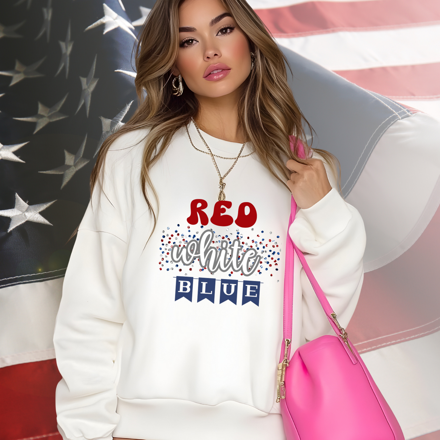 Red White Blue Crewneck Sweatshirt