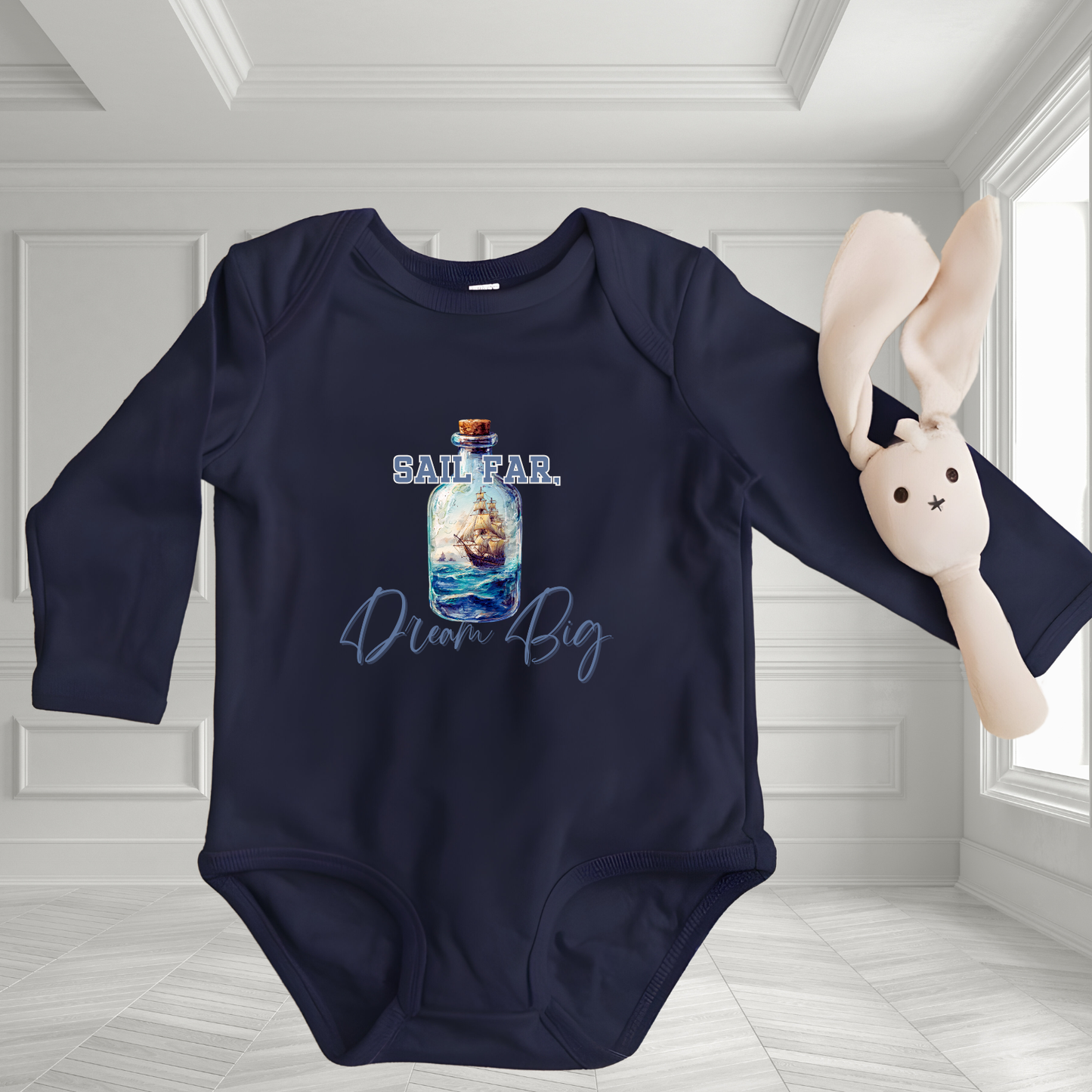 Sail Far, Dream Big Infant Long Sleeve Onesie