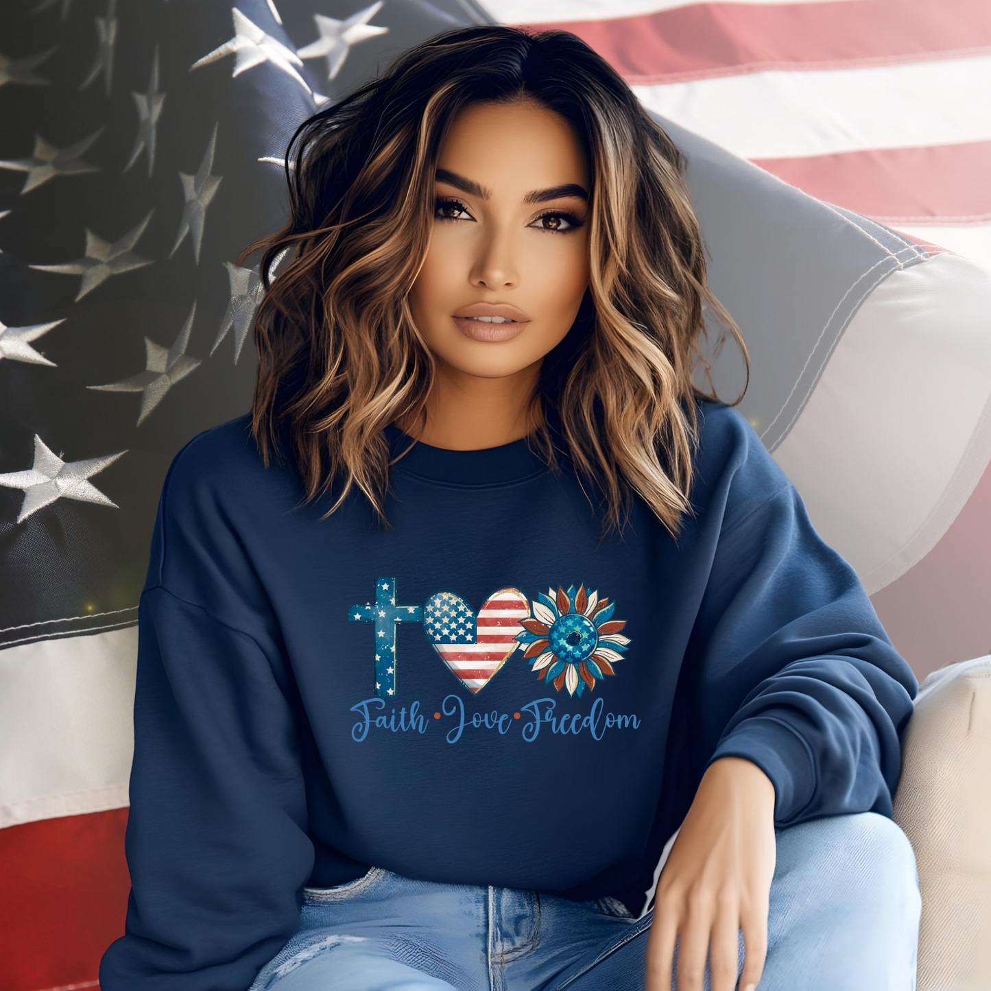 Faith Love Freedom Crewneck Sweatshirt