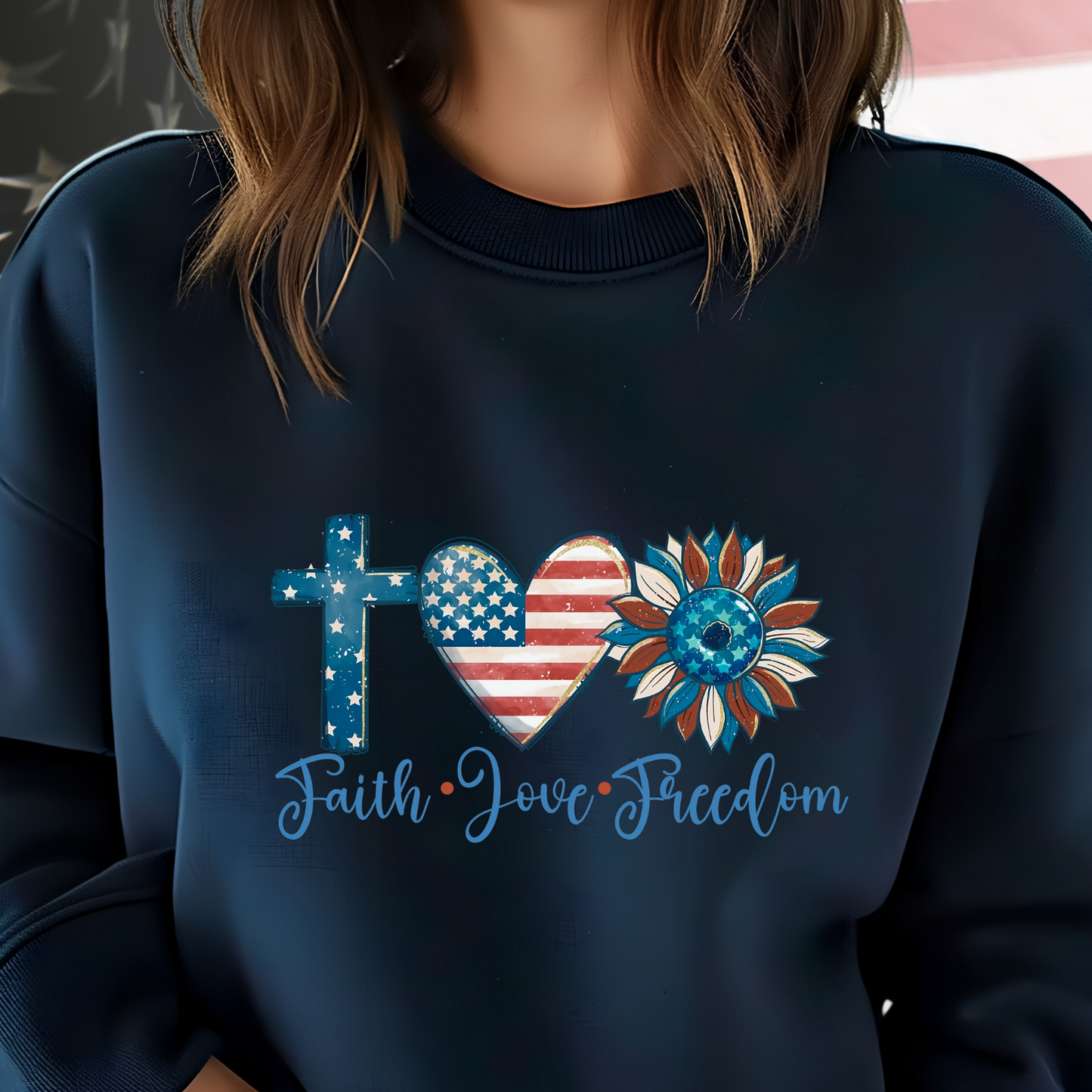 Faith Love Freedom Crewneck Sweatshirt
