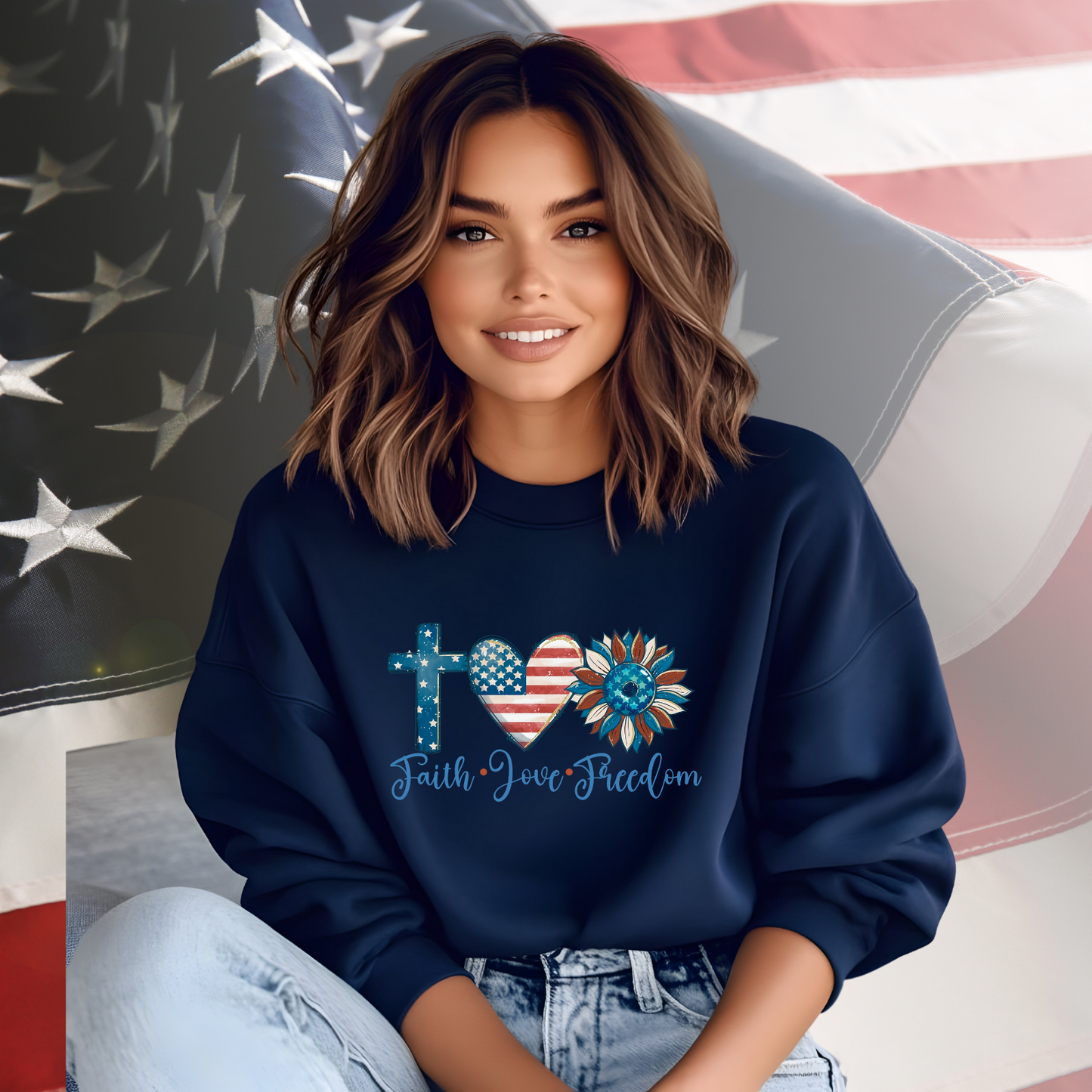 Faith Love Freedom Crewneck Sweatshirt