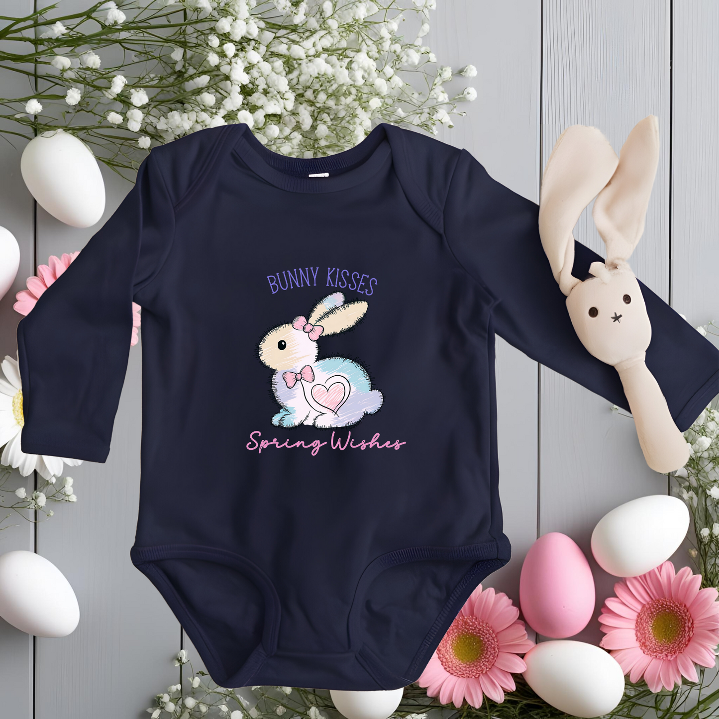 Bunny Kisses, Spring Wishes Infant Long Sleeve Onesie