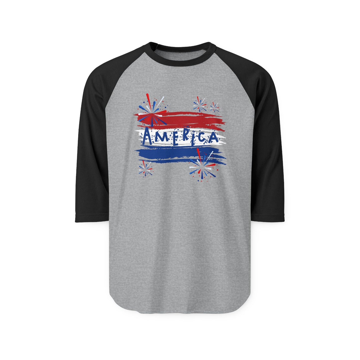 America Firework Burst Baseball Tee