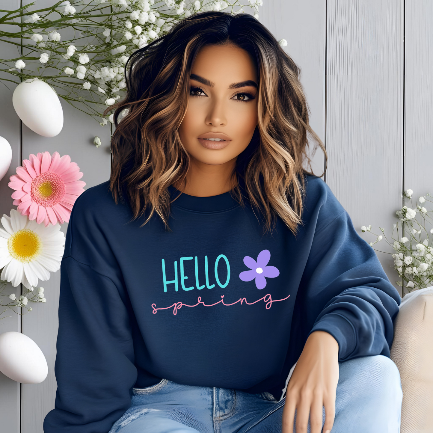 Hello Spring Crewneck Sweatshirt