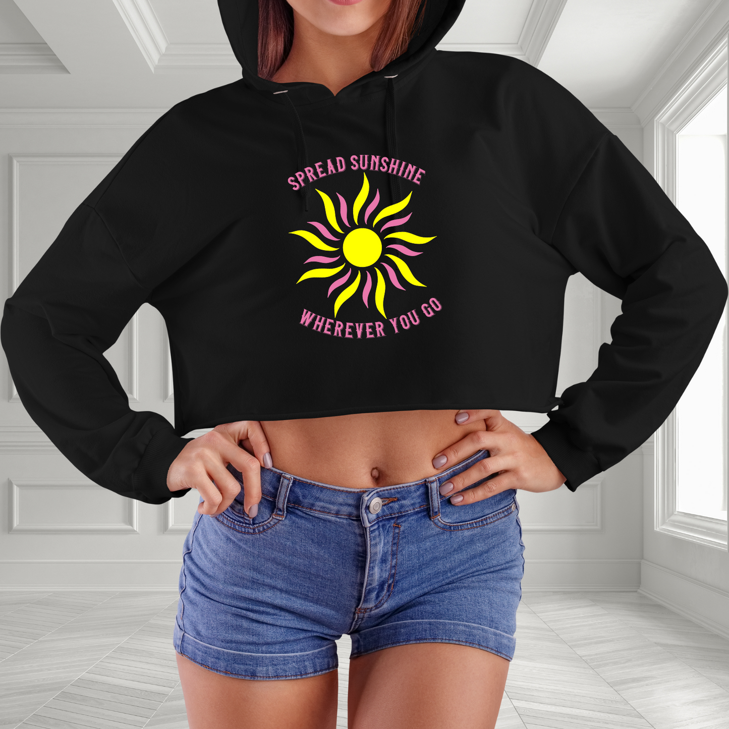 Spread Sunshine Wherever You Go Crop Hoodie