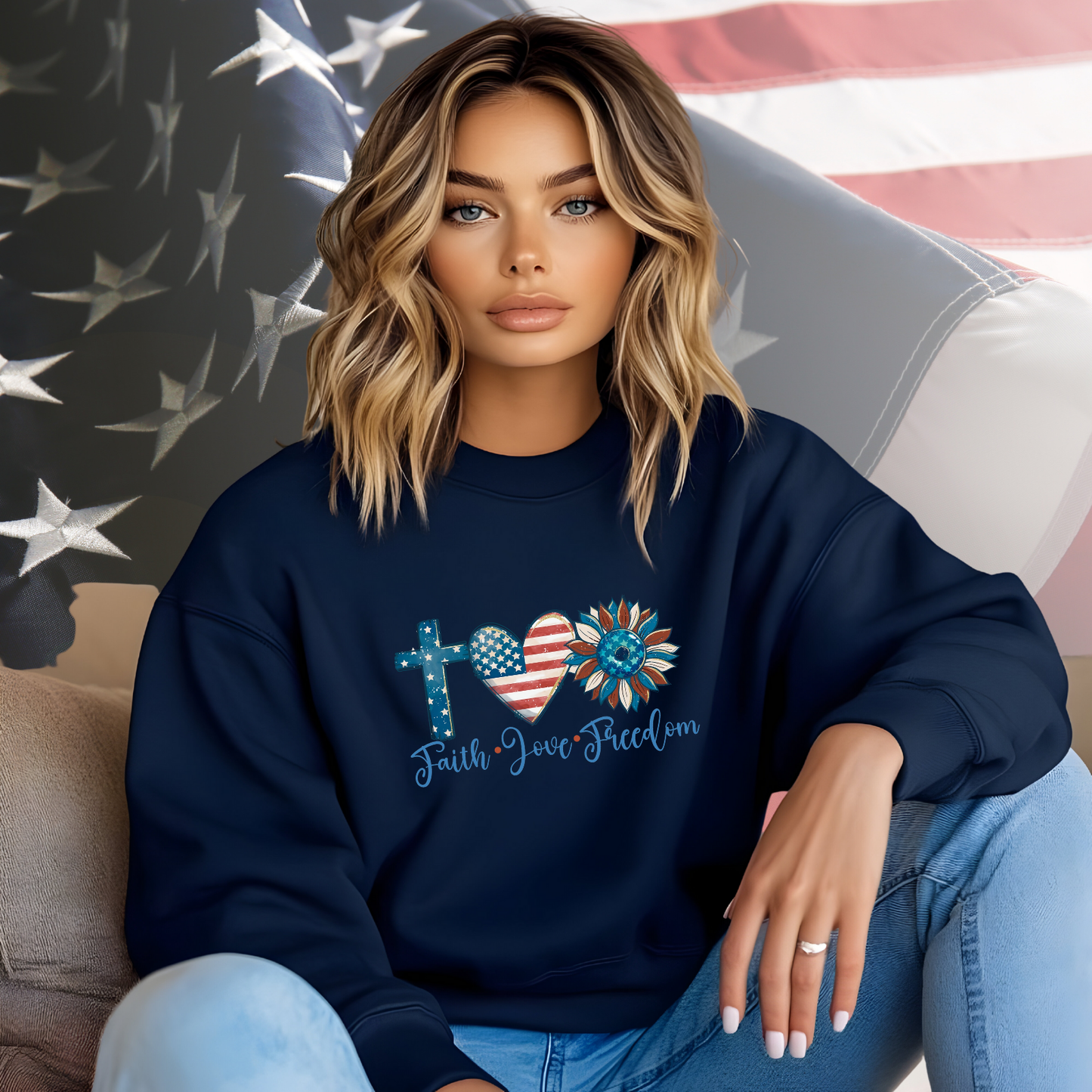Faith Love Freedom Crewneck Sweatshirt
