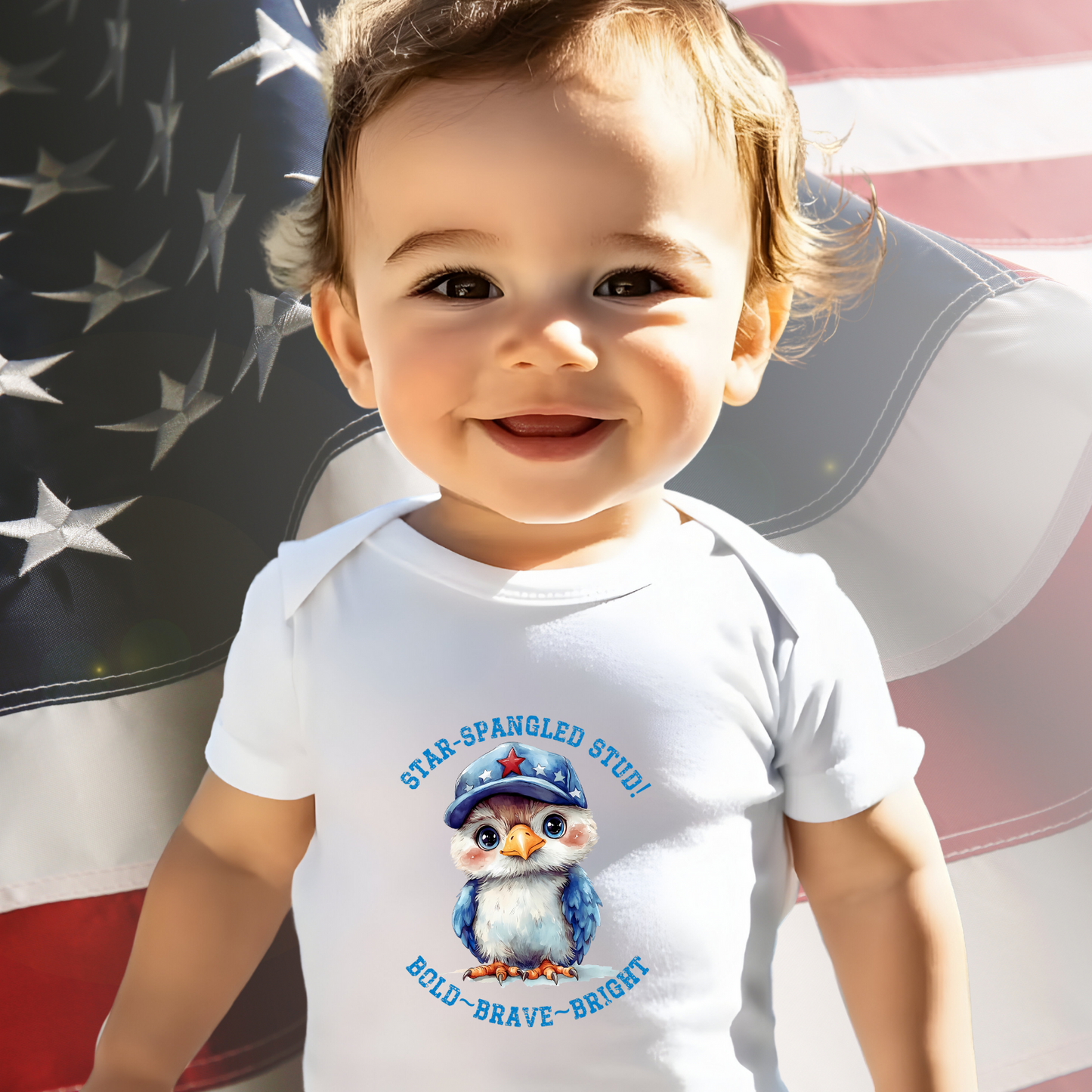 Star-Spangled Stud Infant Short Sleeve Onesie