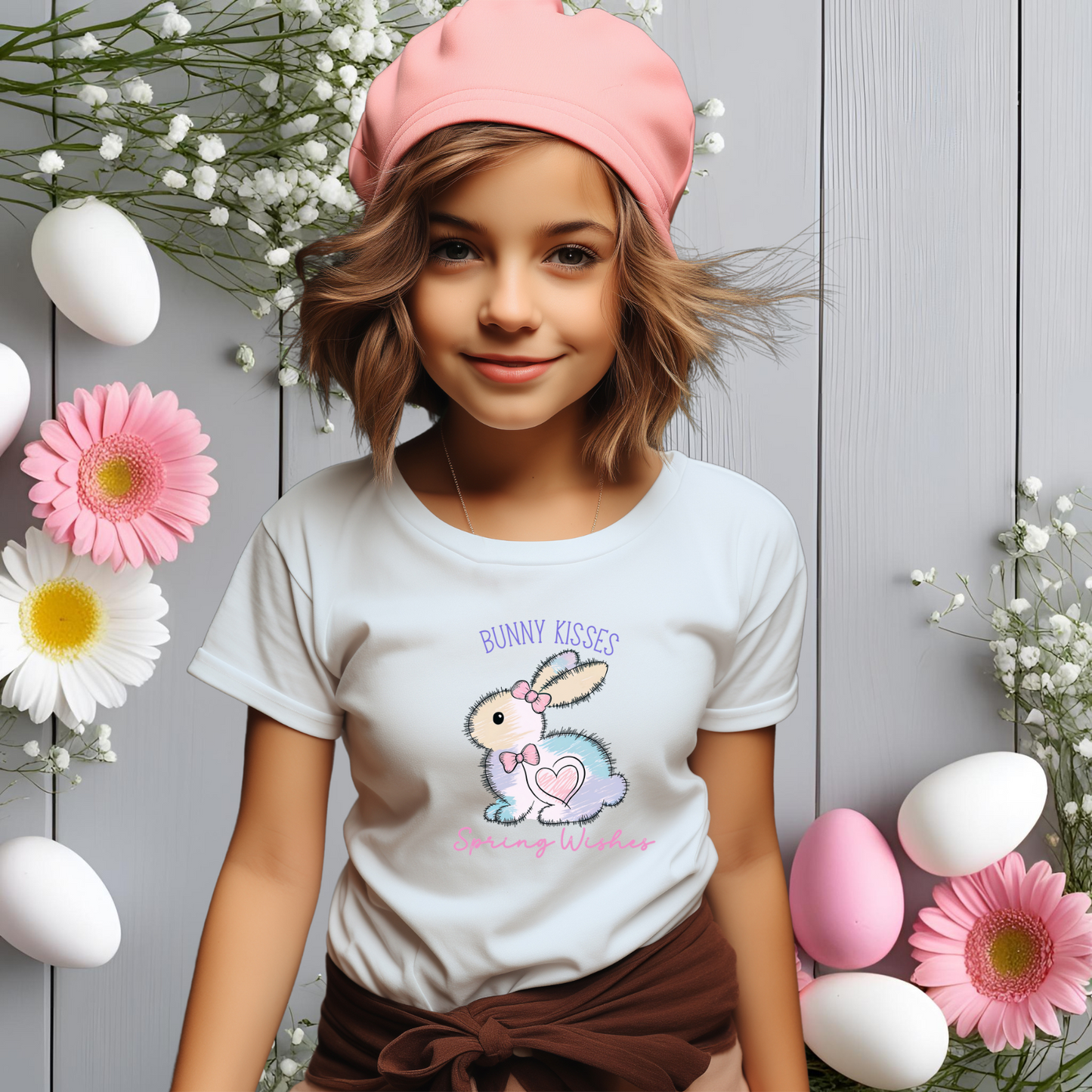 Bunny Kisses, Spring Wishes Kid's T-Shirt
