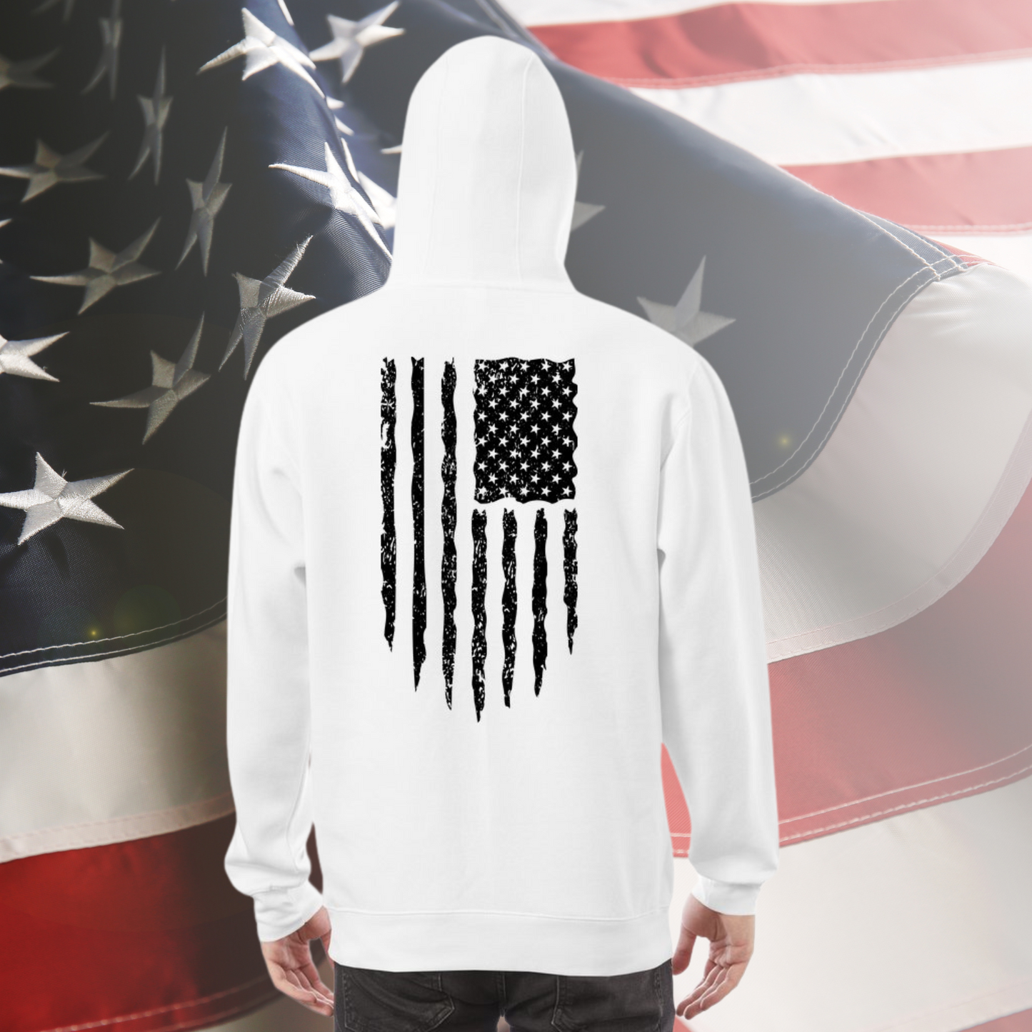 Distressed American Flag Pullover Hoodie