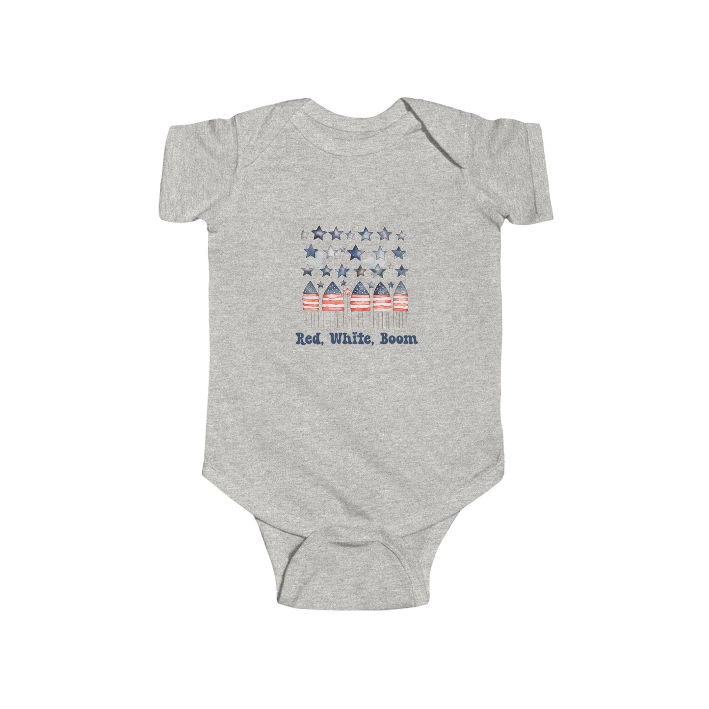 Red White Boom Infant Short Sleeve Onesie