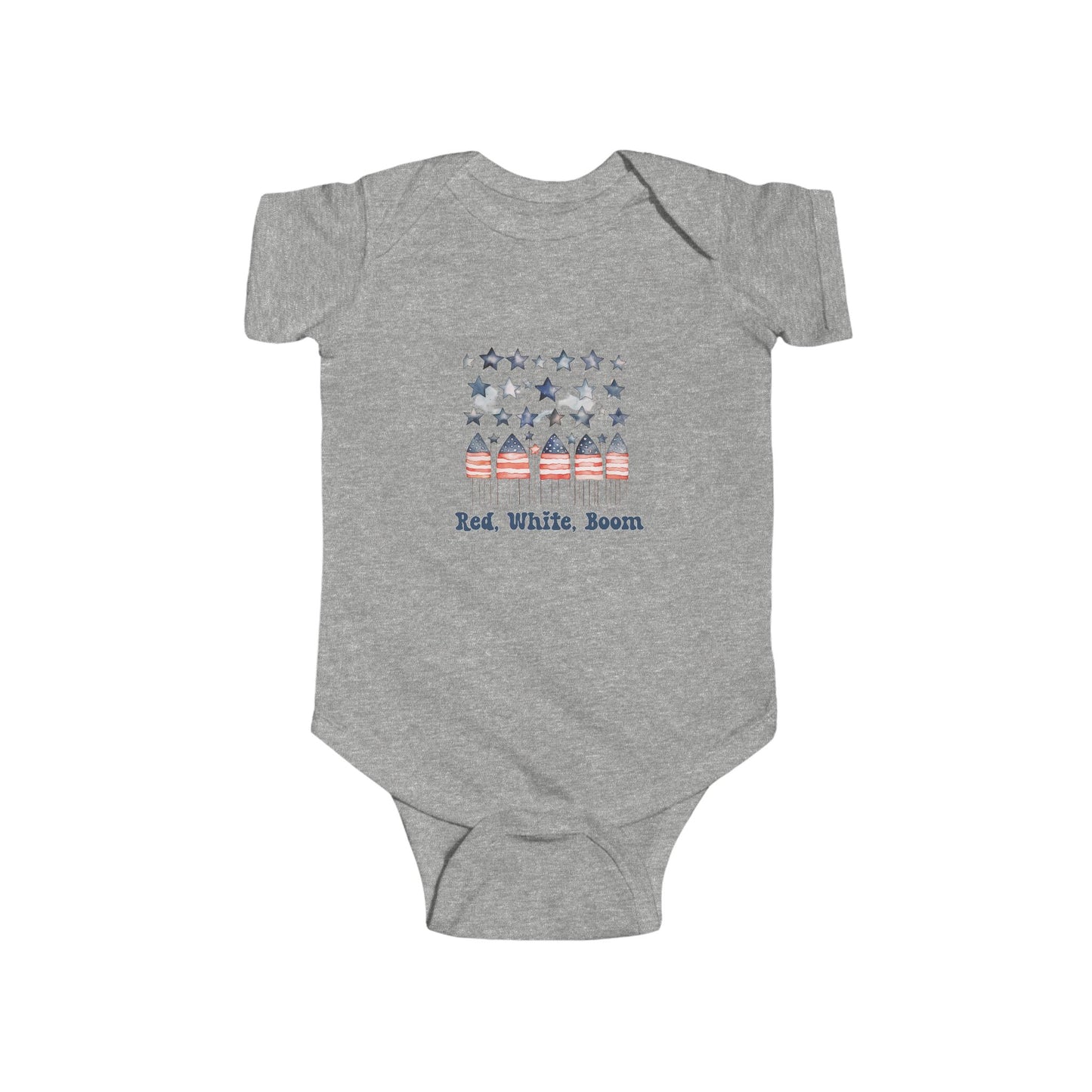 Red White Boom Infant Short Sleeve Onesie