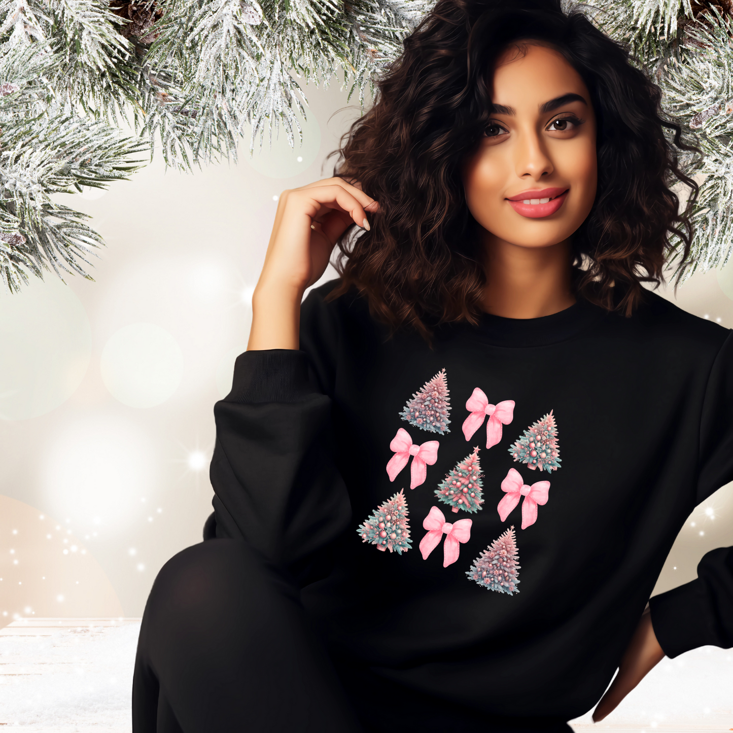 Coquette Christmas Tree Crewneck Sweatshirt