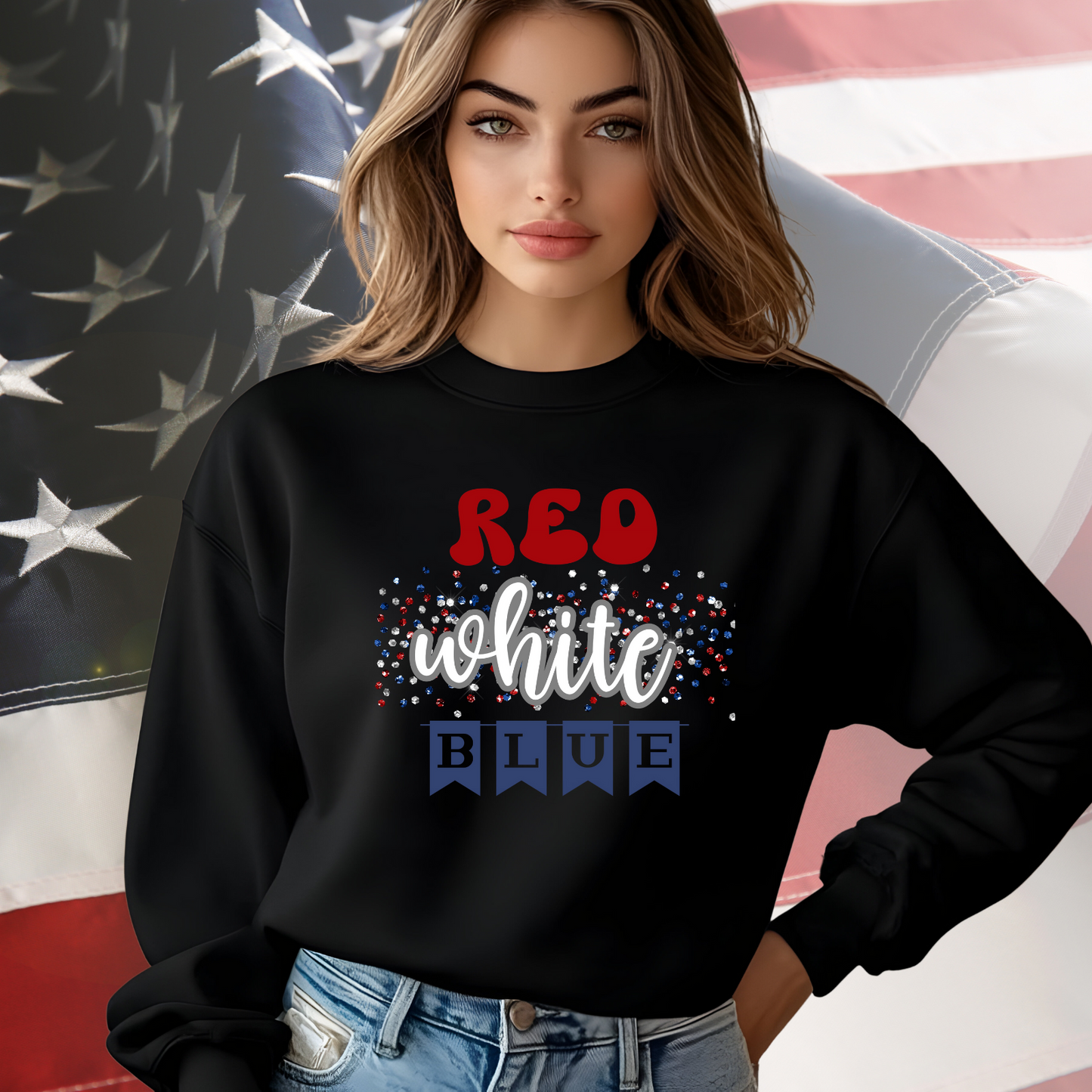 Red White Blue Crewneck Sweatshirt