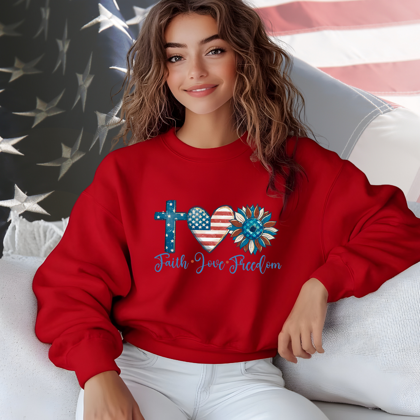 Faith Love Freedom Crewneck Sweatshirt