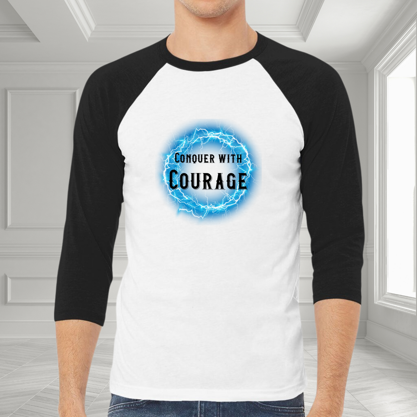 Conquer with Courage Baseball Tee