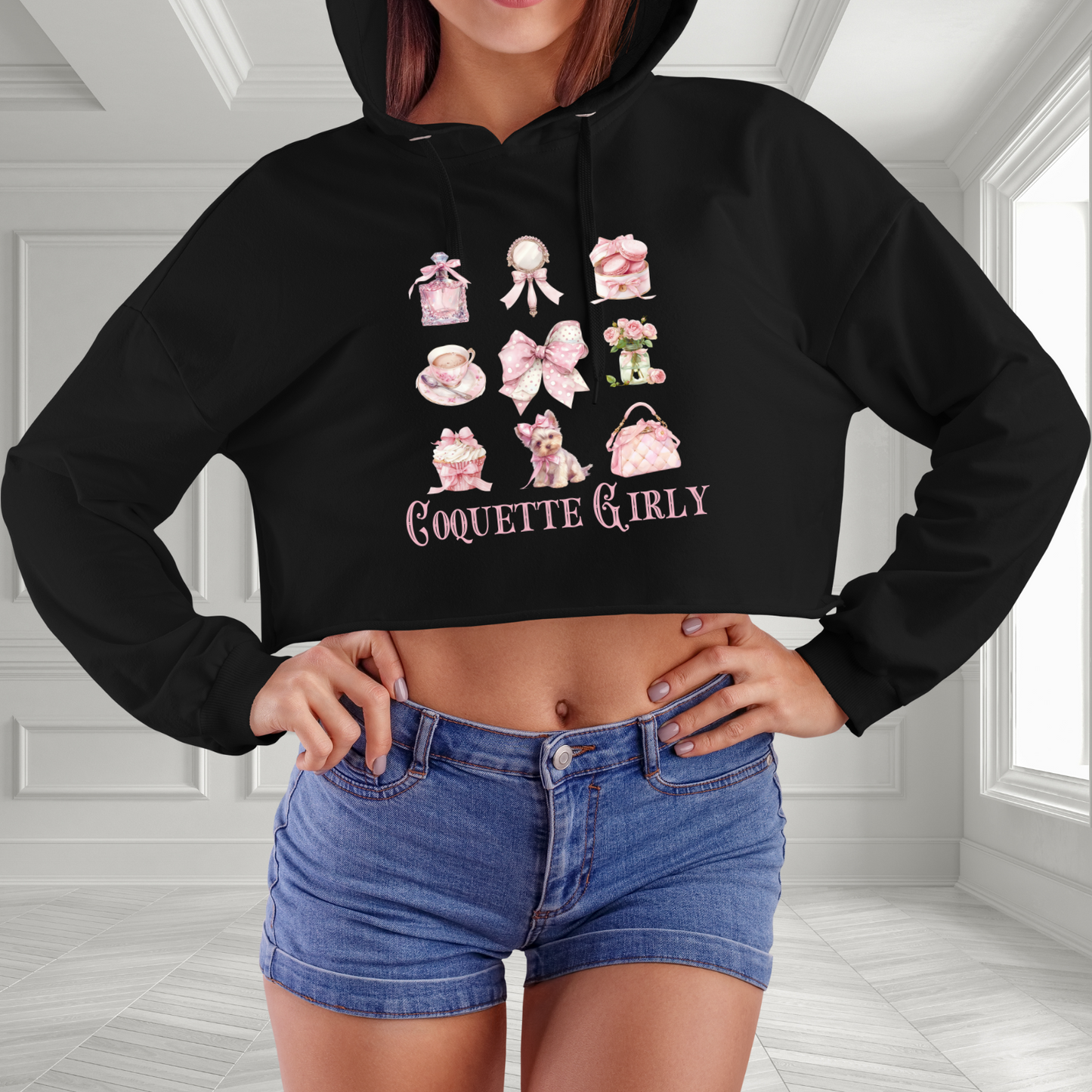 Coquette Girly Crop Hoodie