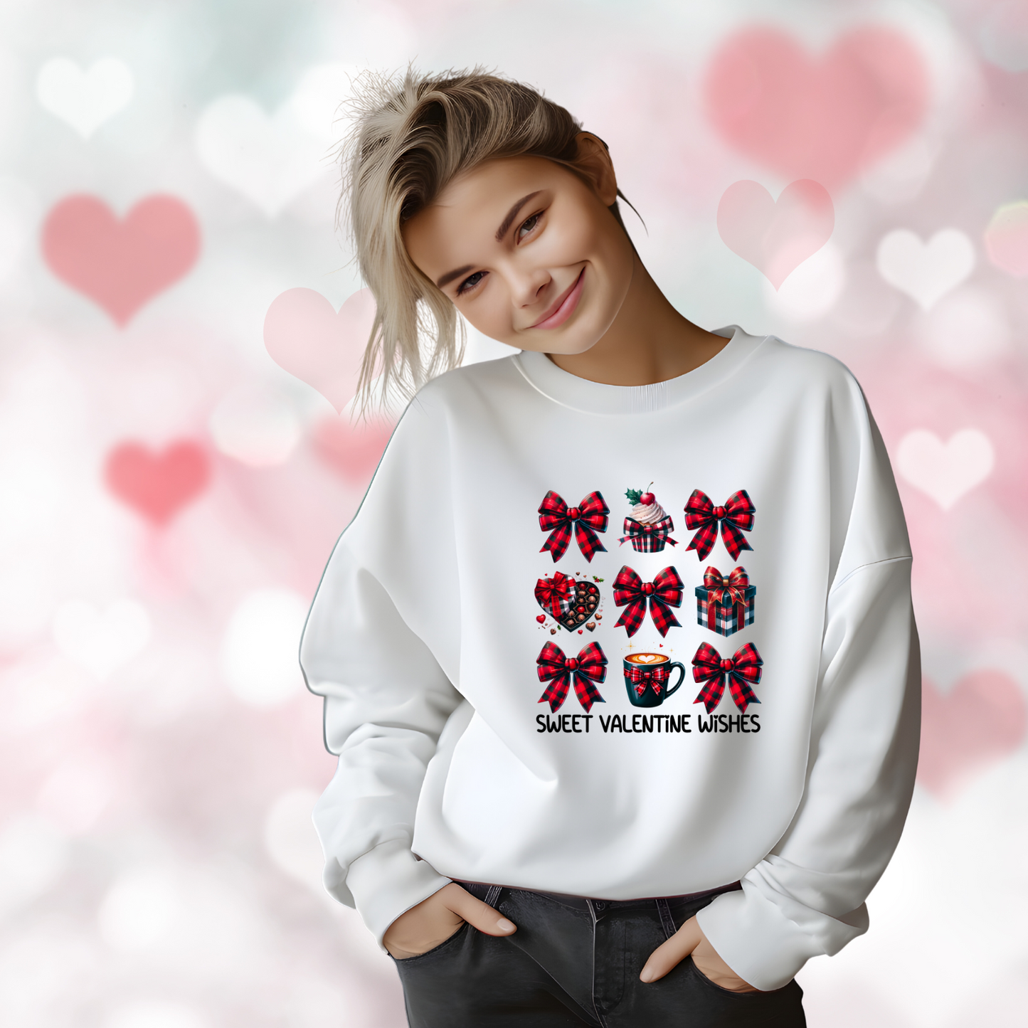 Sweet Valentine Wishes Crewneck Sweatshirt
