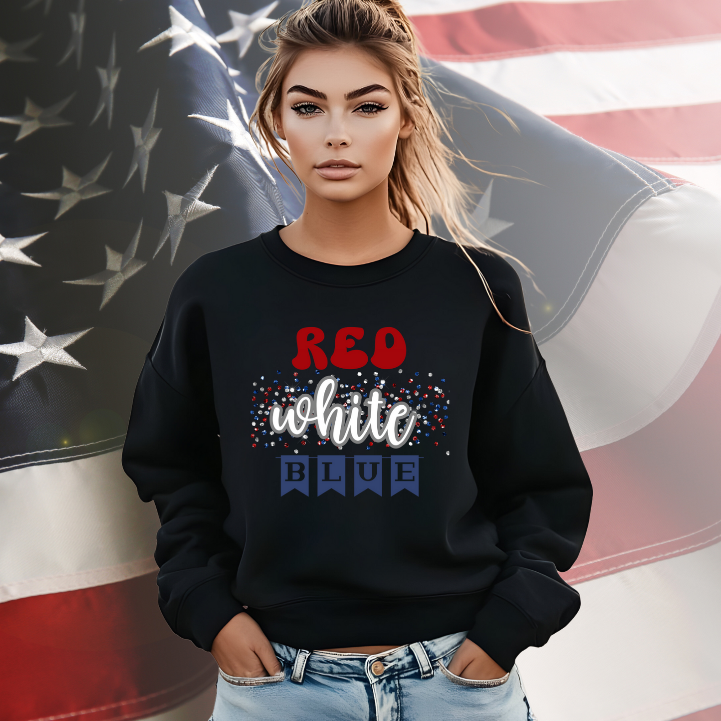 Red White Blue Crewneck Sweatshirt