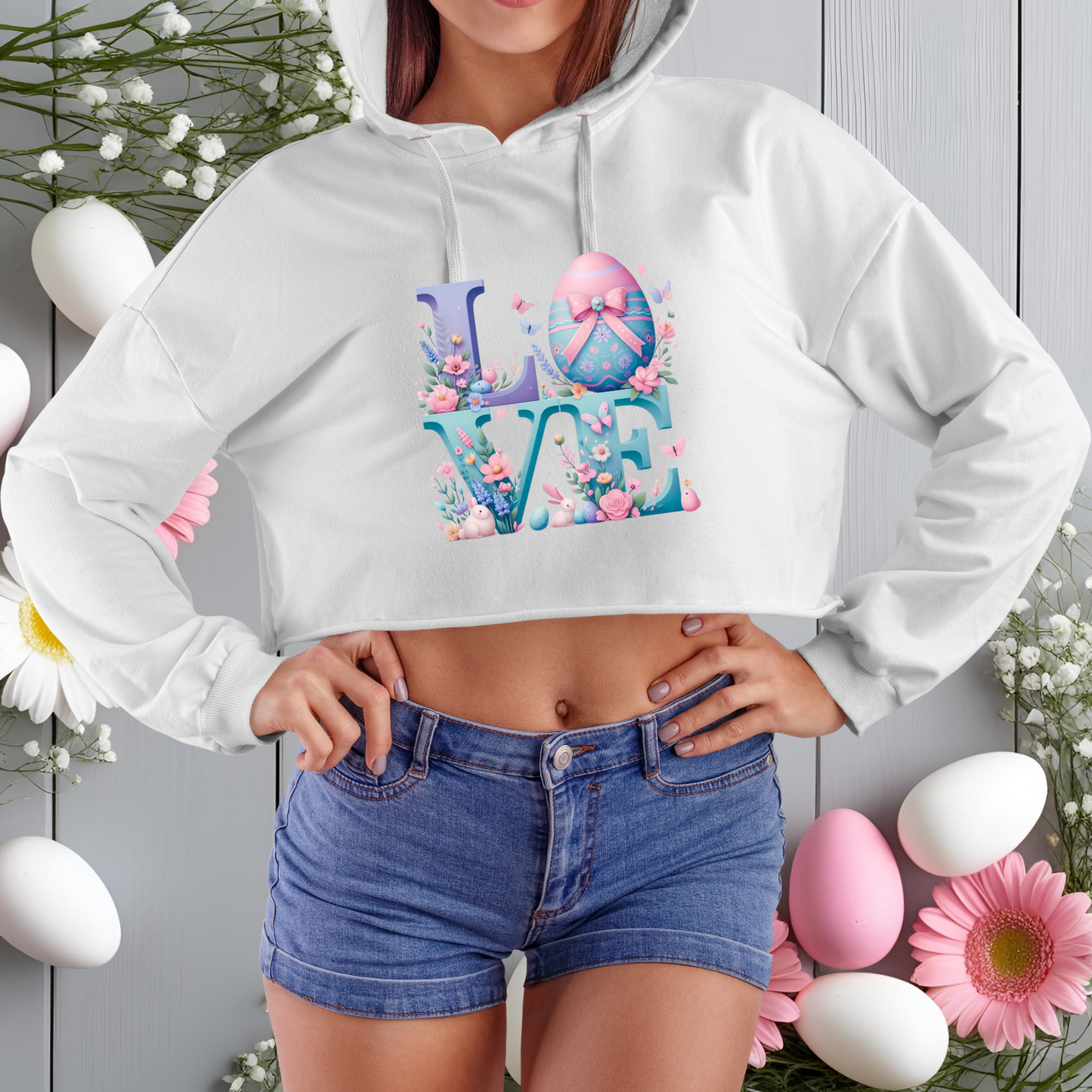Easter Love Crop Hoodie