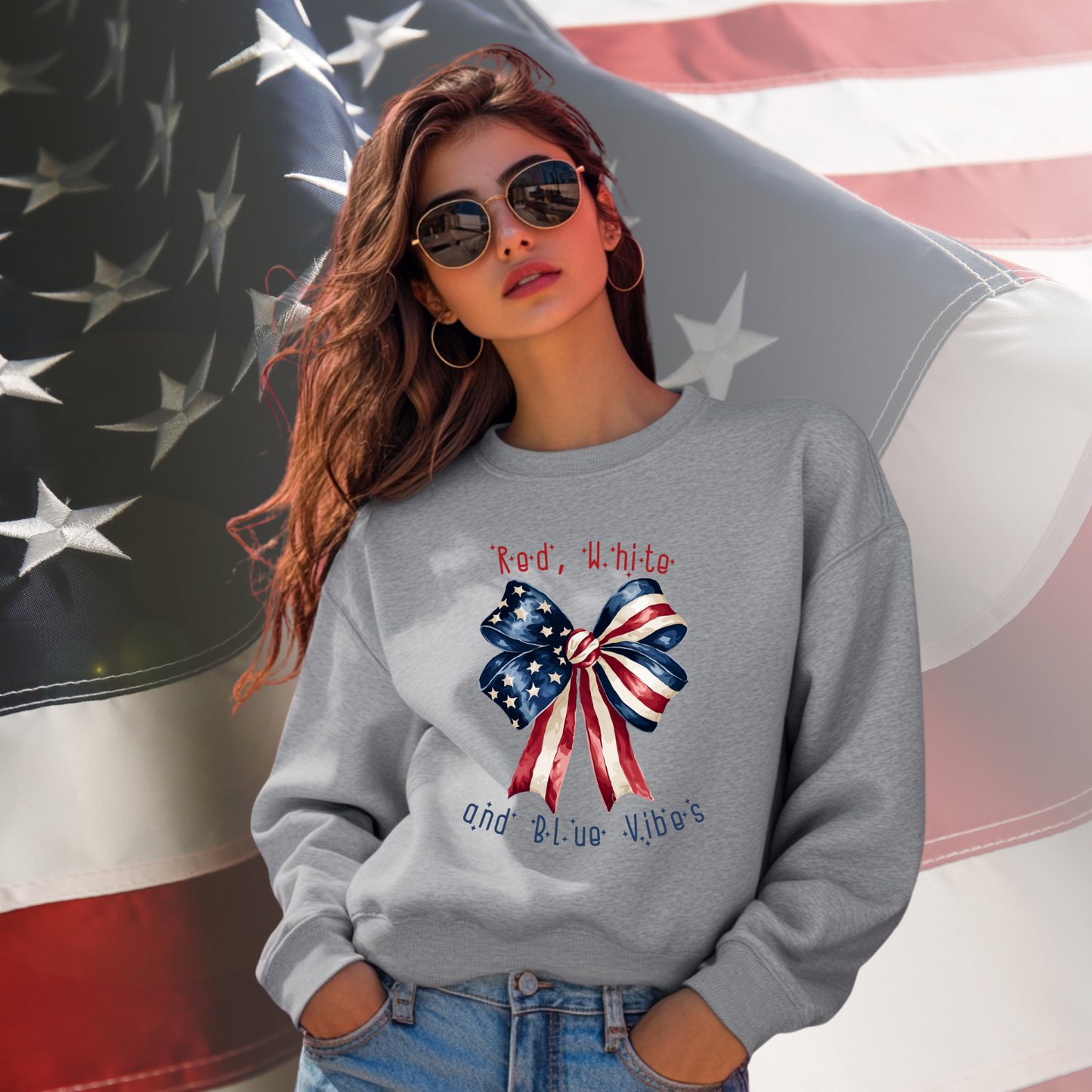 Red White And Blue Vibes Crewneck Sweatshirt