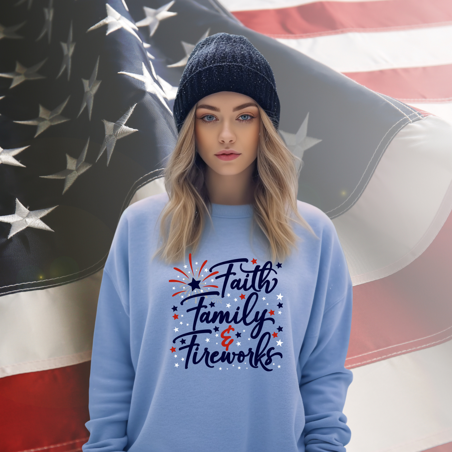 Faith Family Fireworks Crewneck Sweatshirt