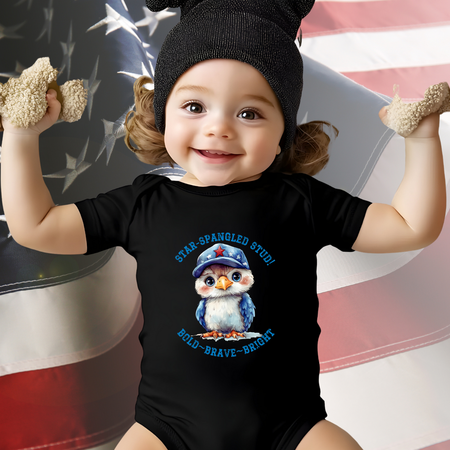 Star-Spangled Stud Infant Short Sleeve Onesie