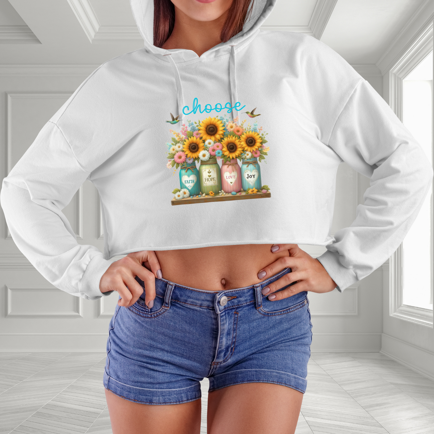 Choose Faith, Hope, Love, Joy Crop Hoodie