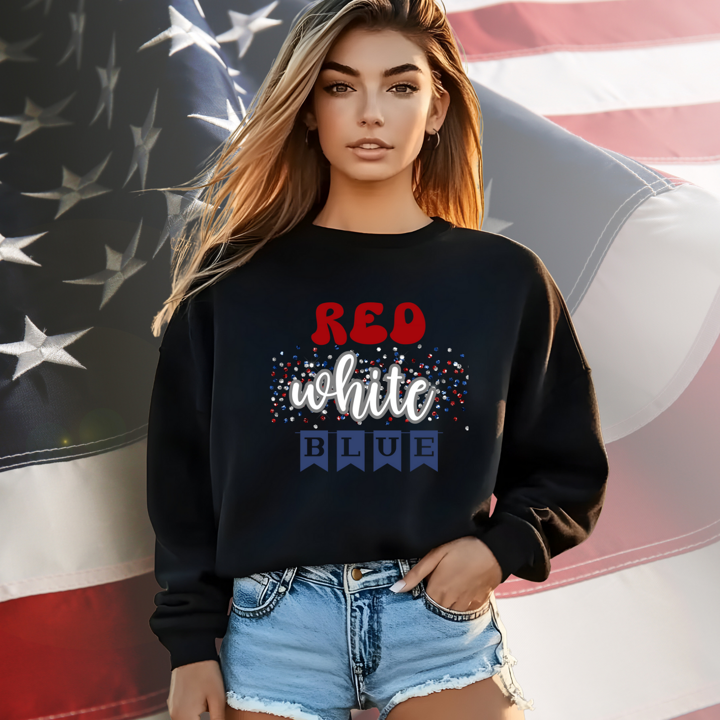 Red White Blue Crewneck Sweatshirt