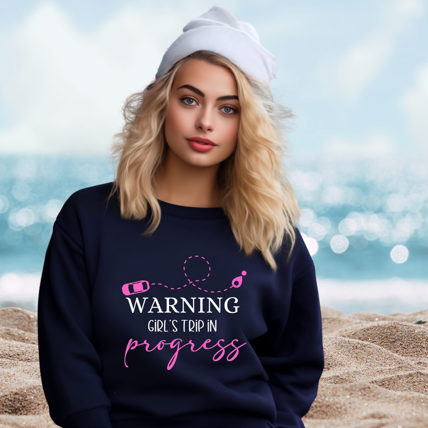 Warning Girls Trip in Progress Crewneck Sweatshirt