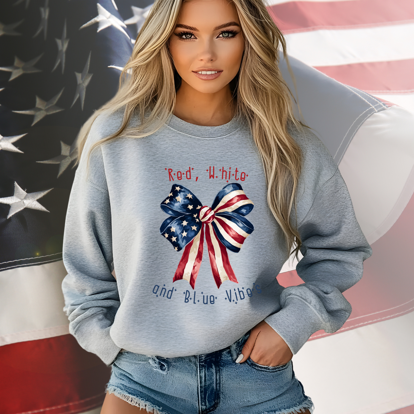 Red White And Blue Vibes Crewneck Sweatshirt