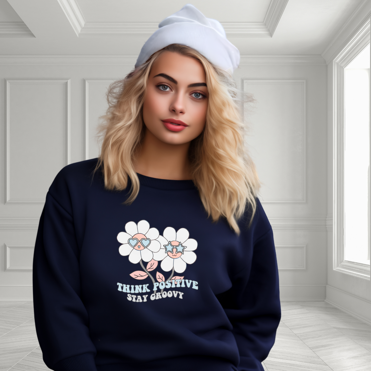 Think Positive, Stay Groovy Crewneck Sweatshirt