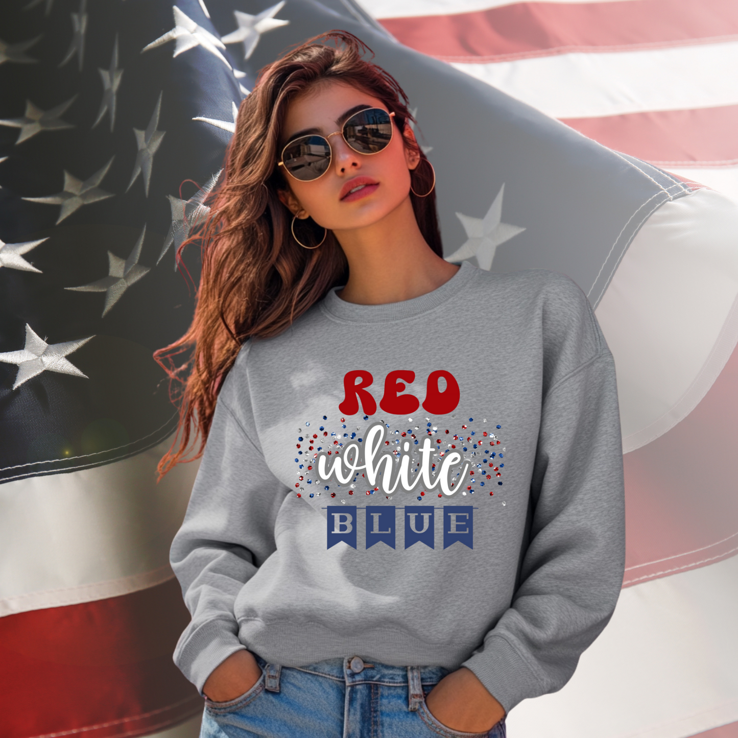 Red White Blue Crewneck Sweatshirt