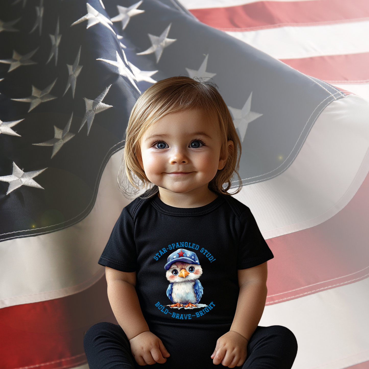Star-Spangled Stud Infant Short Sleeve Onesie