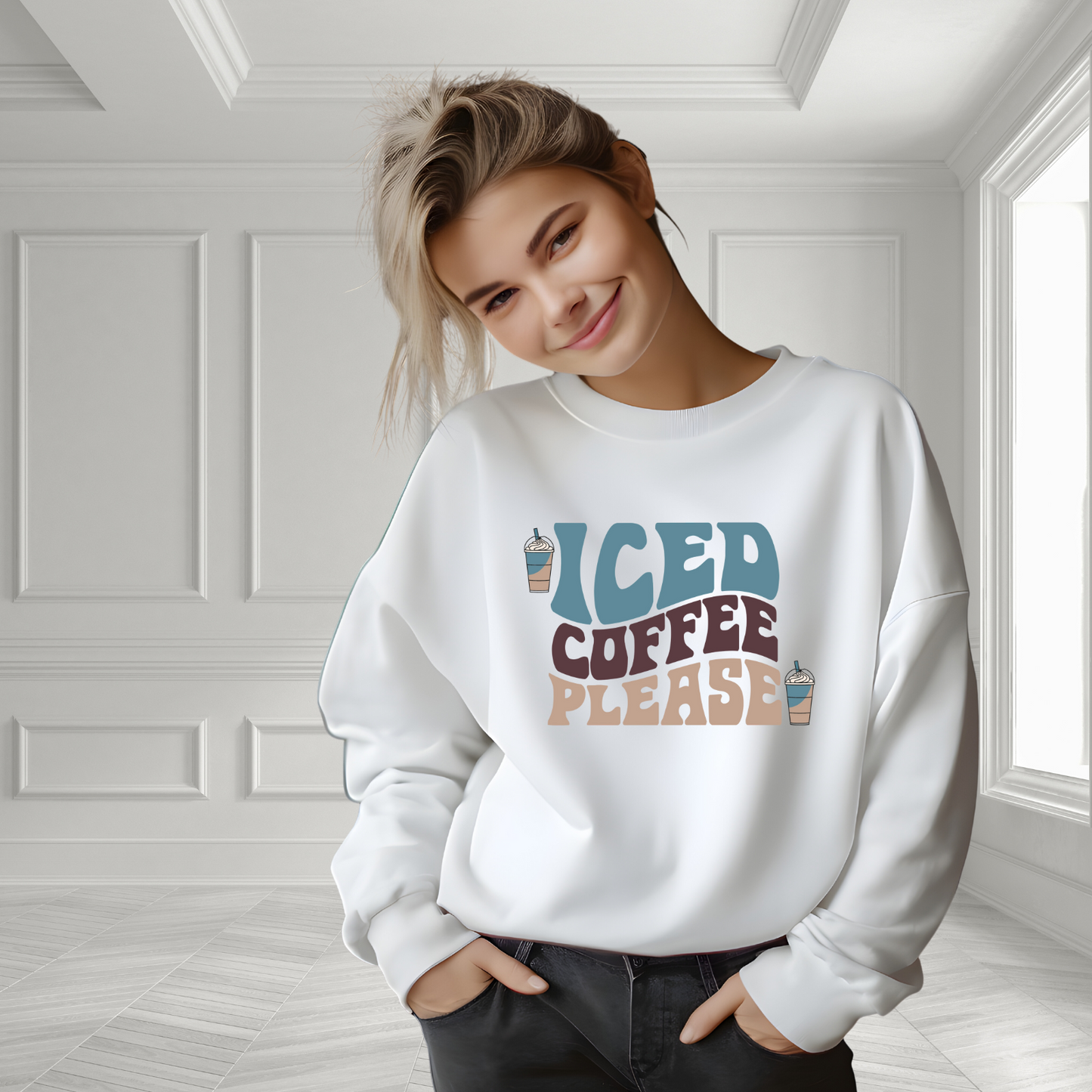 Iced Coffee Please Crewneck Sweatshirt