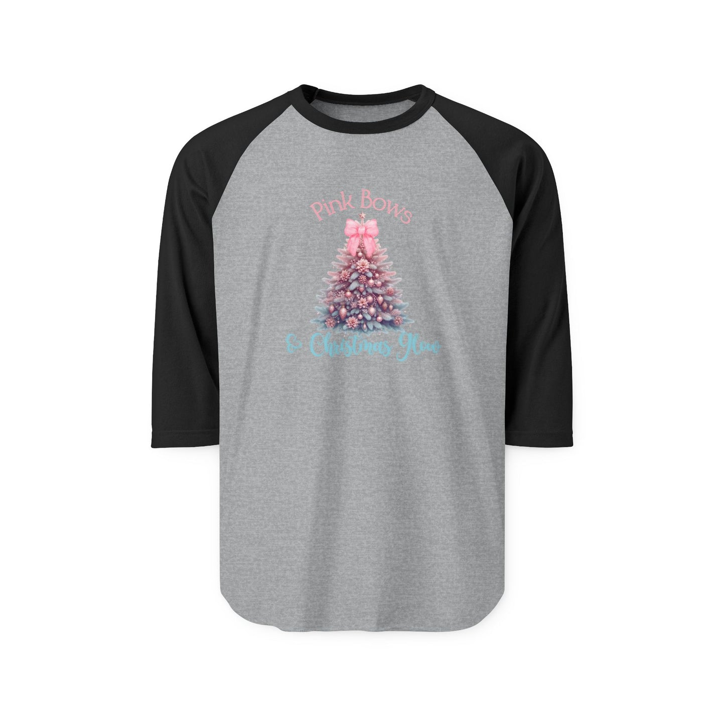 Pink Bows & Christmas Glow Baseball Tee