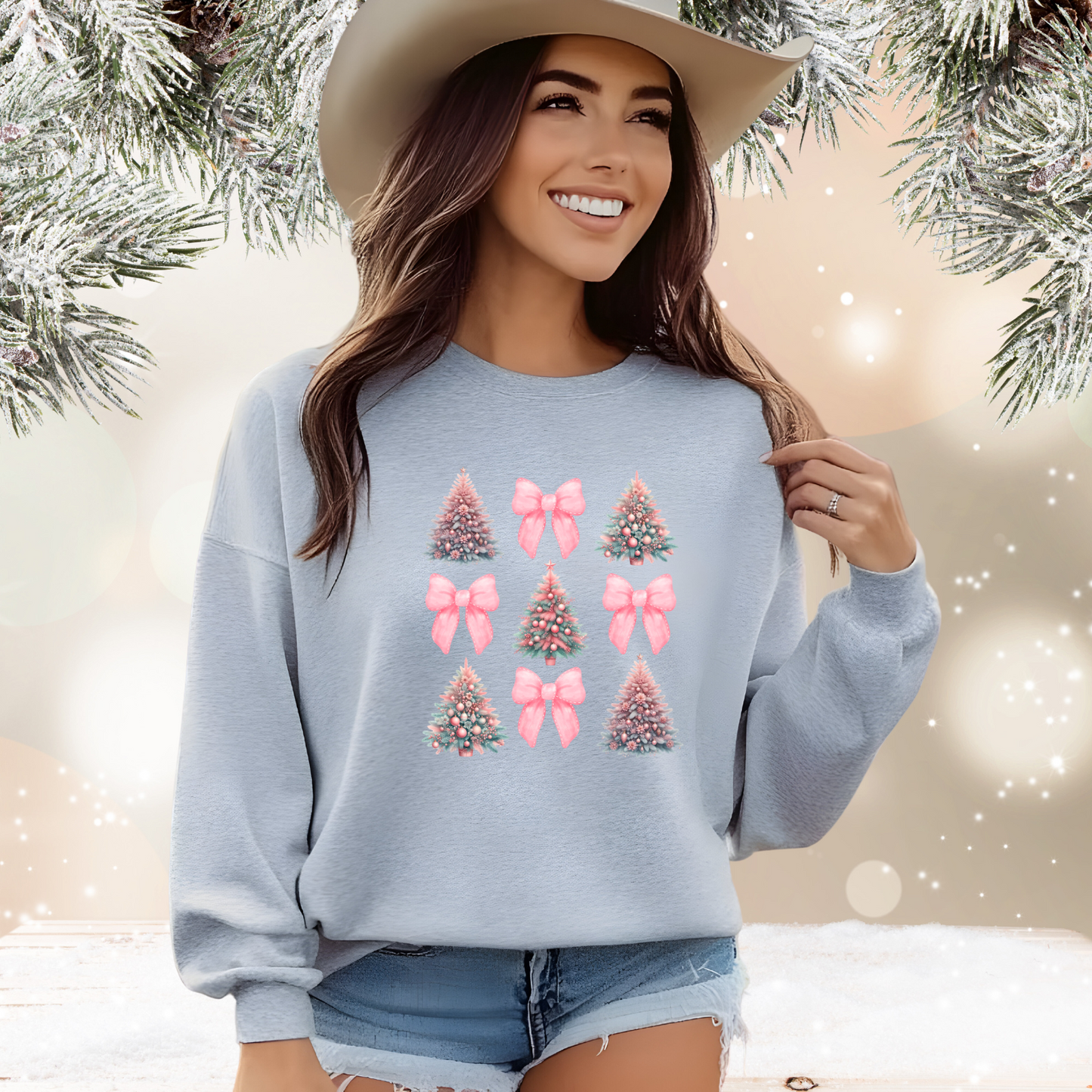 Coquette Christmas Tree Crewneck Sweatshirt