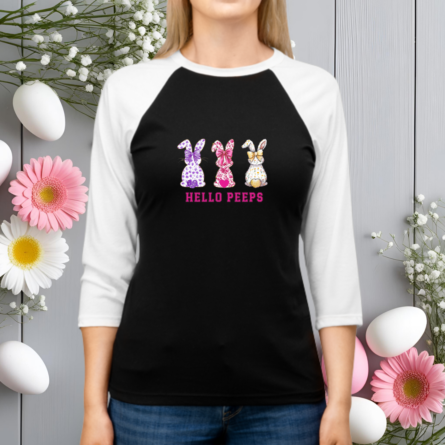 Hello Peeps Baseball Tee