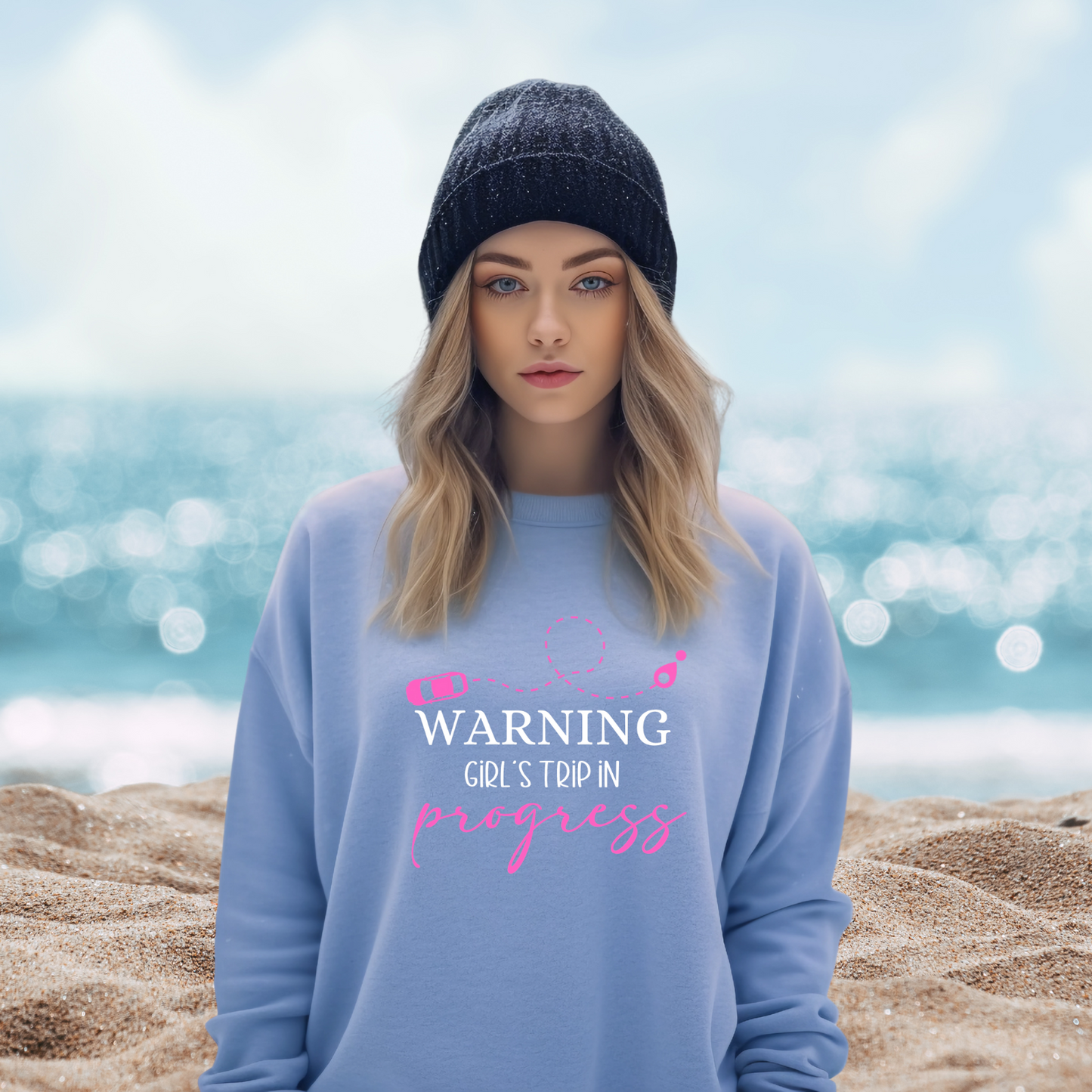 Warning Girls Trip in Progress Crewneck Sweatshirt