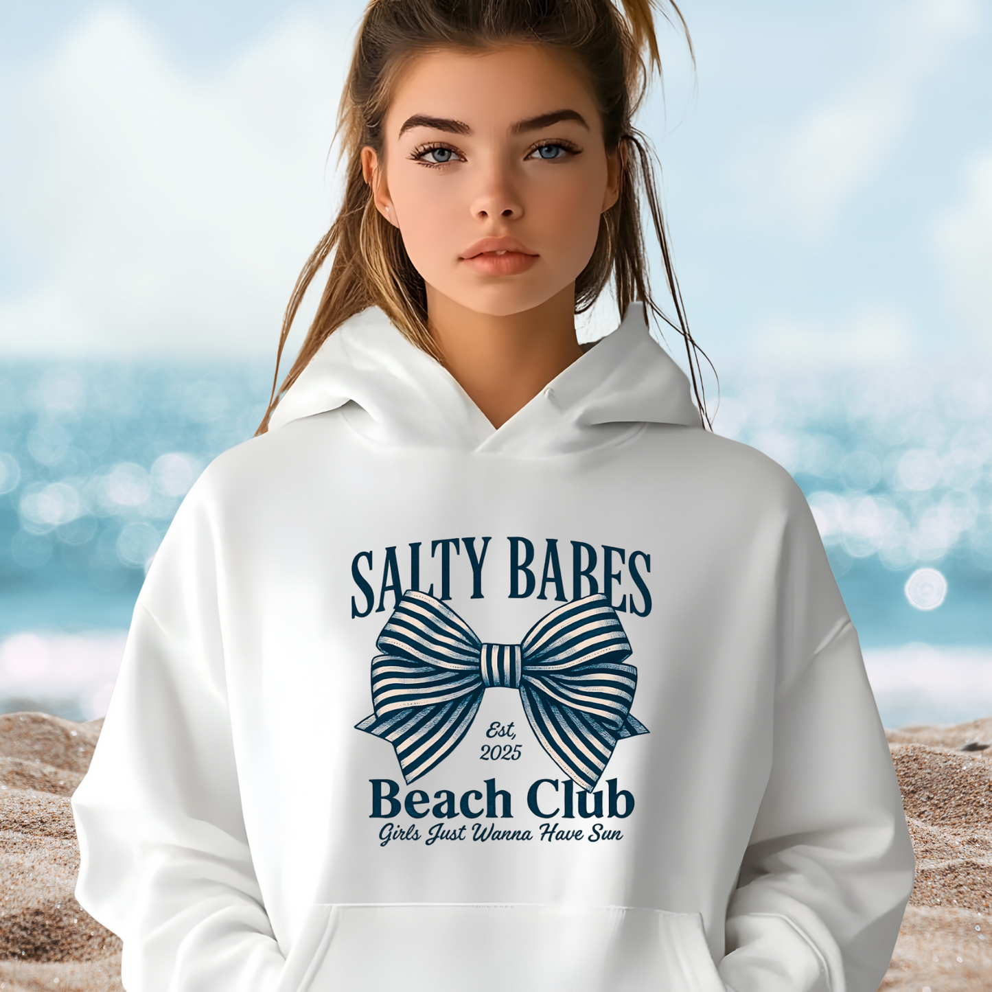 Salty Babes Beach Club Pullover Hoodie