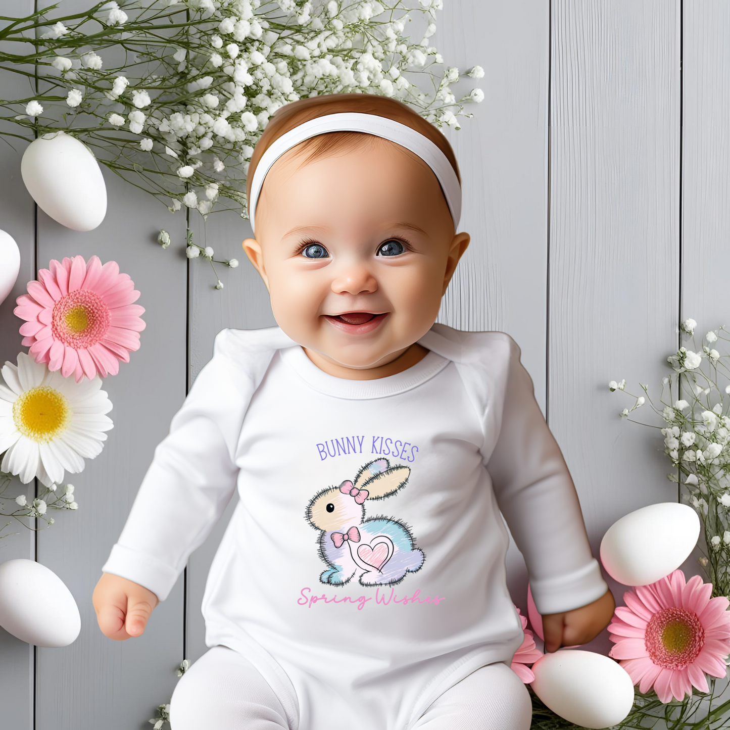 Bunny Kisses, Spring Wishes Infant Long Sleeve Onesie