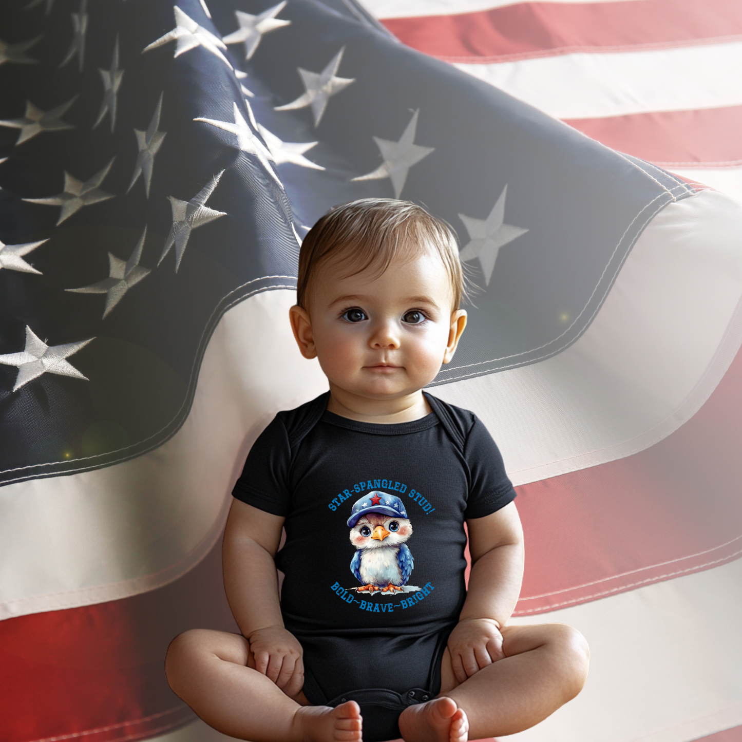 Star-Spangled Stud Infant Short Sleeve Onesie