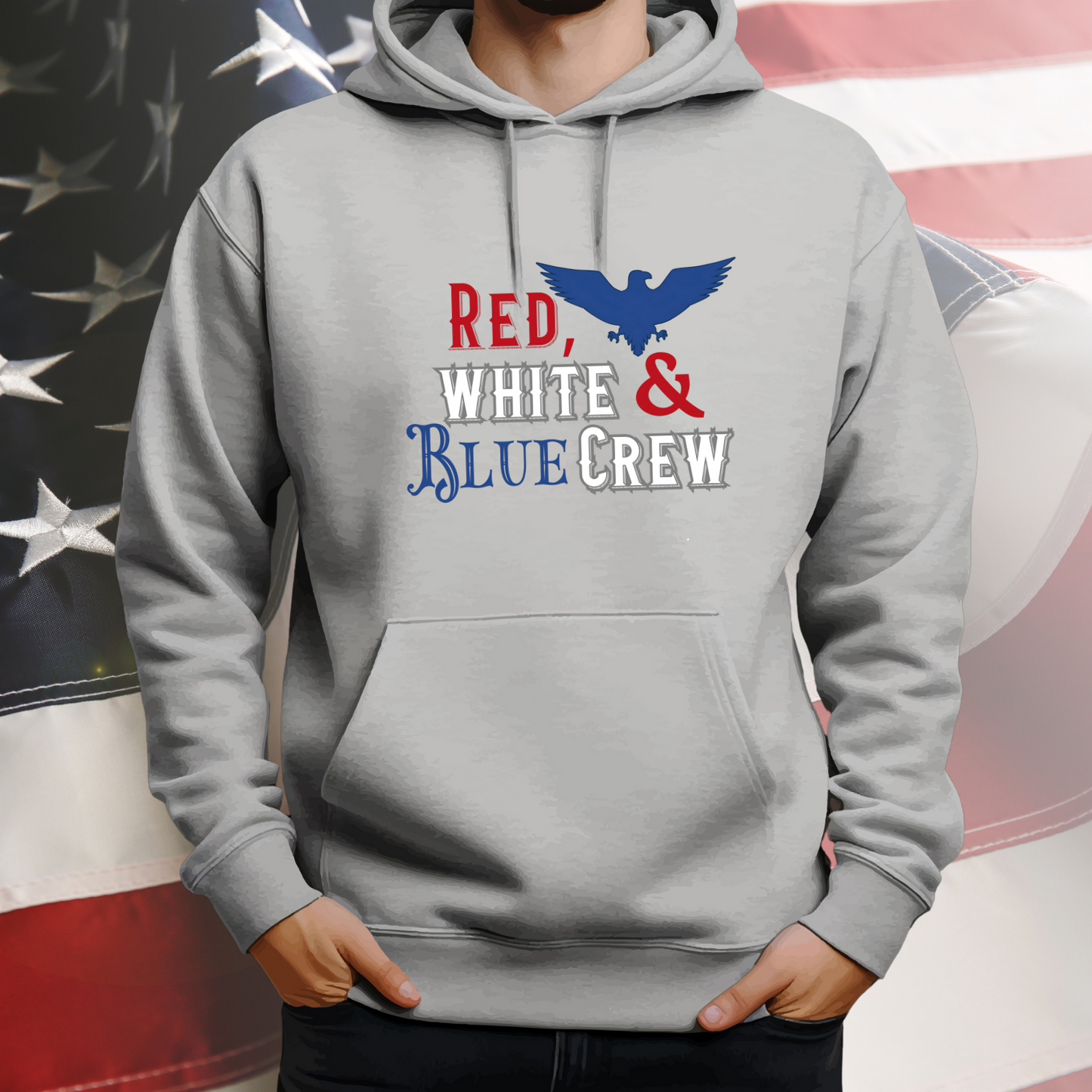 Red, White & Blue Crew Pullover Hoodie